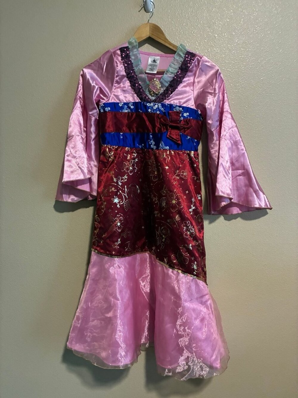 Disney Princess Girls Pink Mulan Costume Halloween Dress Size 7/8